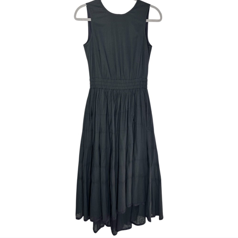 Casa Fline Linen Blend Midi Tiered Dress Size Small/F Black Sleeveless Back Tie